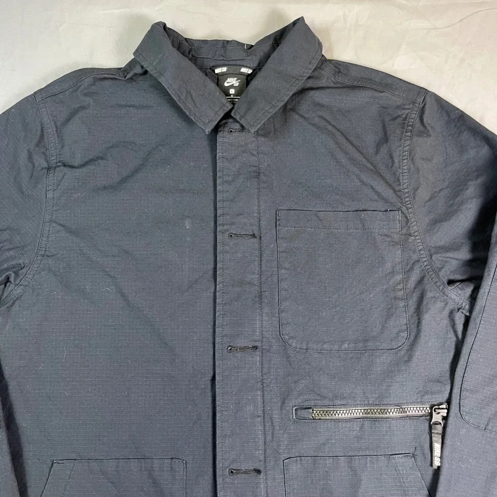 Nike SB Flex Coaches Chore Jacket Black Ripstop Utility Skate Coat Mens Large L - Picture 4 of 16